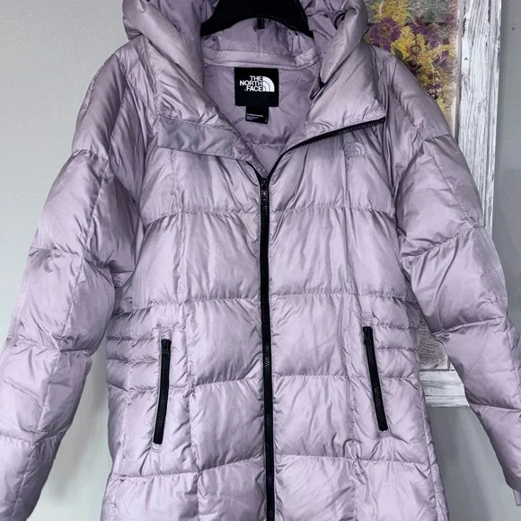 The North Face Women's Puffer Metropolis Parka Down Coat Lavender Lg Hood - Picture 2 of 11